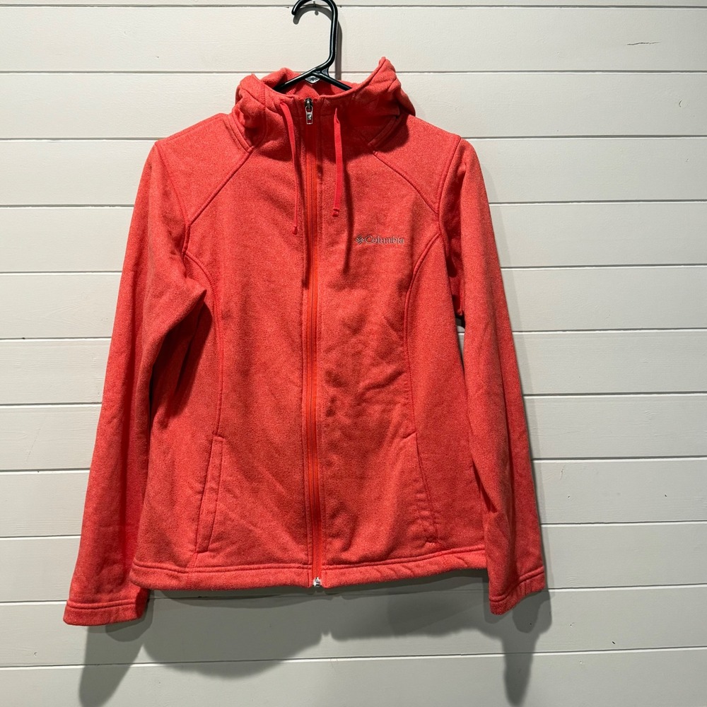 Columbia Full Zip Fleece‎ Hoodie Womens Medium Coral Pink Heathered Jacket
